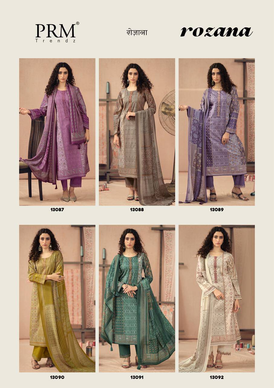 Rozana By PRM TRENDZ 13087 To 13092 Series Stylish Beautiful Colourful PURE CAMRIC COTTON Dresses At Wholesale Price